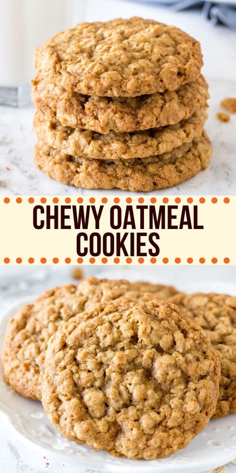 Oatmeal Cookies Recipes Easy, Chewy Oatmeal Cookies, Oatmeal Cookies Easy, Cookies Chewy, Simple Cookie, Cookies Oatmeal, Oatmeal Cookies Chewy, Easy Oatmeal, Oatmeal Cookie Recipes