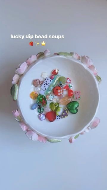 shop tortures on Instagram: "looking for cool and unique beads but don’t know where to find them? 😫 we got you with our lucky dip bead soups! 🍓⭐️🐛 All our soups are guaranteed you’ll get freshwater pearls, lampwork beads and a few charms! 🍒 These beads are from my very own personal collection over the years, and include new, handmade and vintage beads! 💌 link in bio to get your beads! 🥣✨" Handmade Casual Colorful Beads, Playful Beaded Charm Necklaces For Gifts, Spiritual Beaded Charm Necklace With Round Beads, Bead Soup Bracelet, Bead Soup Necklace, Bead Soup, Taxidermy Jewelry, Jewelry Making Kits, Seed Bead Necklace