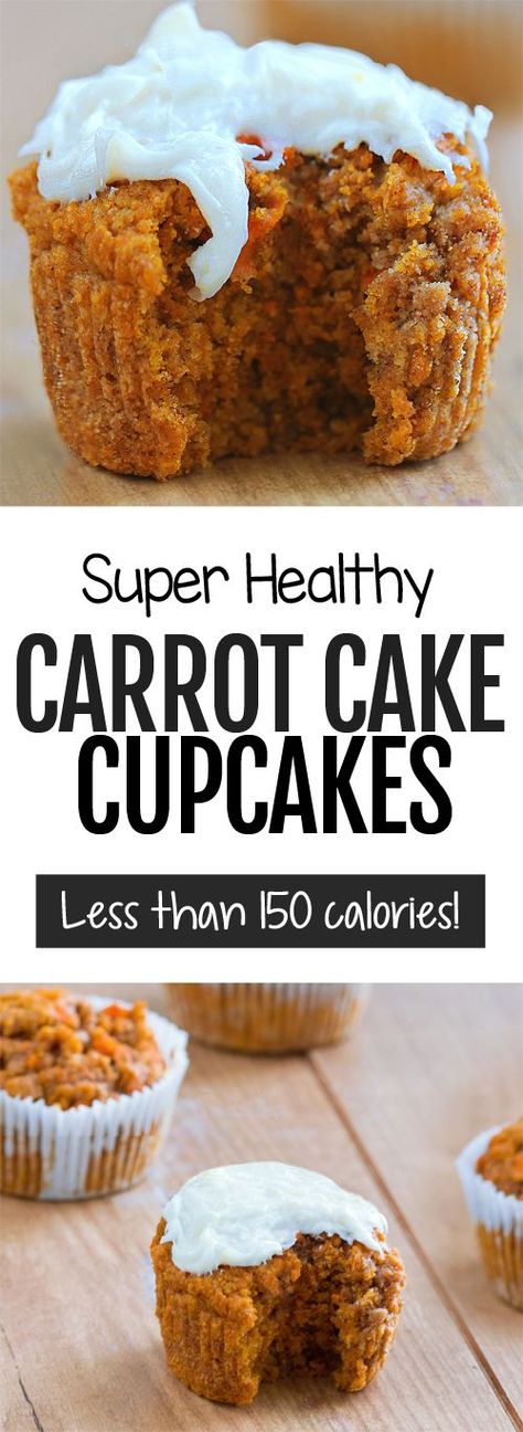 Vegan Carrot Cake Cupcakes, Healthy Carrot Cake Muffins, Brownie Ideas, Healthy Carrot Cake, Low Fat Desserts, Healthy Cupcakes, Biscuits Diététiques, Carrot Cakes, Cake Light