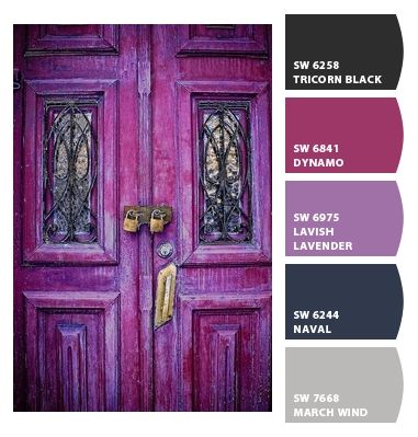 House Door Colors, Purple House Exterior, House Doors Colors, Outdoor Curb Appeal, Purple House, Door Colors, Wood Repair, Red Clover, House Door