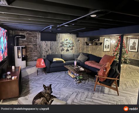 Grunge Basement, Eclectic Basement Design Ideas, Unfinished Basement Ideas On A Budget, Basement Apartment Ideas, Cheap Basement Remodel, Basement Movie Room, Home Addition Plans, Basement Bar Design, Old Basement