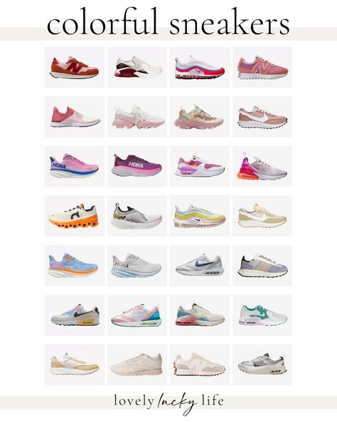 I adore a plain white sneaker but I've been craving some BRIGHT, FUN color in my shoe collection. These 28 colorful sneakers for women are perf for adding a pop of personality to any basic leggings outfit, whether you're running errands or *actually* hitting the gym. From bright pinks to bold blues, these sneakers will elevate any basic mom outfit. #sneakerheads #sneakers #fashion #bloggers #lifestylebloggers #women #trendy #unique #shoes Basic Mom Outfit, Basic Leggings Outfit, Colorful Sneakers Women, Cool Womens Sneakers, Nursing Friendly Outfits, My Shoe Collection, Plain White Sneakers, Bright Sneakers, Mom Outfit