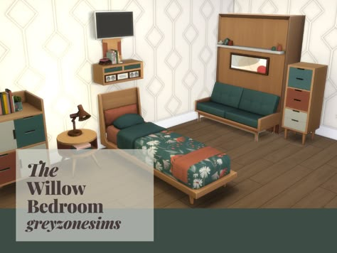 This bedroom set is part of GreyZone Sims Willow Collection Tiny Living recolors. All eight items feature six swatches that match with the rest of the Collection. Found in TSR Category 'Sims 4 Sets' Sims 4 Cc Maxis Match Furniture Recolor, Sims 4 Tiny Living Recolors, Sims 4 Cc Tiny Living, Sims 4 Beds Maxis Match, Ts4 Cc Bed Maxis Match, Sims 4 Tiny House Cc, Sims 4 Bed Recolors, Sims 4 Mm Build Cc, Sims 4 Cc Tiny House Furniture