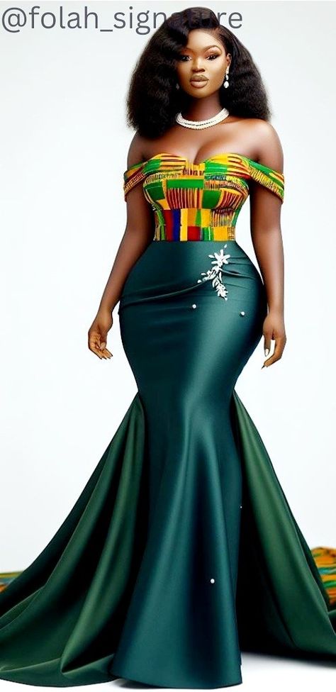 Image by Folah Signature Vitenge Dresses Designs For Ladies, Ankara Dress Designs Corset, Ankara Flare Gown With Corset, Ankara Corset Dress Styles, Ankara Corset Gown Styles With Yoke, Vitenge Dresses Designs, Peach Color Bridesmaid Dresses, Corset With Ankara, Ghana Corset Dress