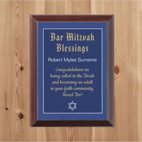 Bar Mitzvah Blessings custom gift Plaque - Bar Mitzvah Gifts Jewish Boy, Teen Gifts, Cool Gifts For Teens, Mazel Tov, Shop Bar, Teen Boy, Best Wishes, Torah, Bar Mitzvah