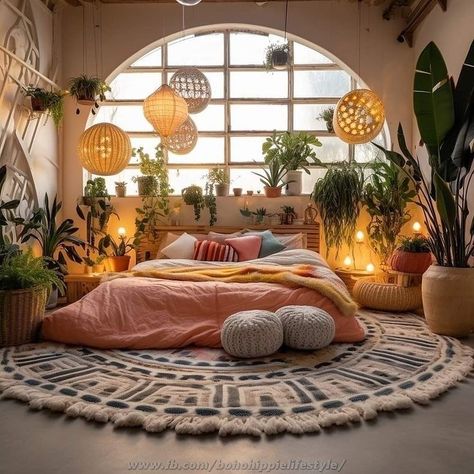 Boho Eclectic Decor Bedroom, Funky Cozy Bedroom, Boho Beachy Bedroom Ideas, Bright Earthy Bedroom, Boho King Bedroom Ideas, Boho Interior Design Bedroom, Colorful Cozy Bedroom, Colorful Apartment Bedroom, Cozy Maximalism Bedroom