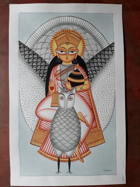 Kalighat Paintings Folk, Kalighat Paintings, Deities Art, Worli Painting, Bengali Culture, Canvas Art Painting Abstract, Mughal Art Paintings, Bengali Art, Kali Ma