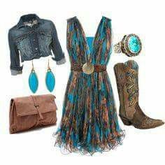 Southern Girl Style Outfit With Boots, Mode Country, Look Boho Chic, Boots Jeans, Mode Tips, Mode Hippie, Country Style Outfits, Looks Country, Country Girls Outfits