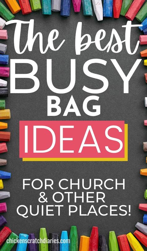 crayons and text "best busy bag ideas" Pre K Busy Bags, Activity Bags For Preschoolers, Diy Busy Bags For Toddlers, Kids Activity Bags For Wedding, Quiet Church Activities For Toddlers, Church Busy Bags Children, Kids Busy Bags Wedding, Church Quiet Bags For Kids, Church Bag For Kids