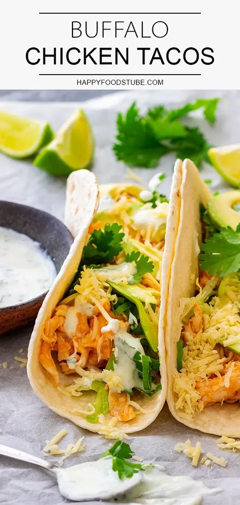 Looking for recipes using rotisserie chicken? Buffalo chicken tacos are the way to go! This easy and quick recipe is customizable so feel free to experiment with fillings. #buffalo #chicken #tacos #recipes Chicken Tacos Recipes, Using Rotisserie Chicken, Chicken Buffalo, Buffalo Chicken Tacos, Shredded Buffalo Chicken, Recipes Using Rotisserie Chicken, Tacos Recipes, Chicken Taco Recipes, Recipes Mexican