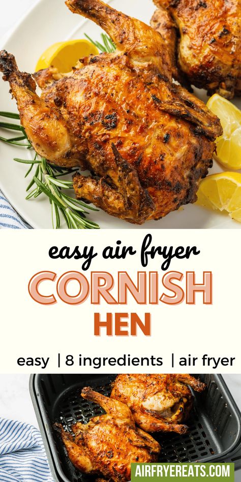 Air Fryer Cornish Hen Recipe, Air Fryer Cornish Hen, Cooking Cornish Hens, Cornish Game Hen Recipes, Roasted Cornish Hen, Cornish Hen Recipe, Cornish Hen, Cornish Hens, Air Fryer Oven Recipes