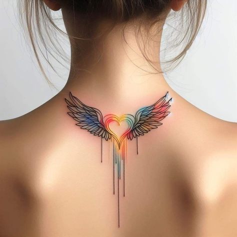 Colored Wings Tattoo, Tattoo Design For Hand, Ankle Tattoos For Women, Cool Wrist Tattoos, Mom Tattoo Designs, Anklet Tattoos, Neck Tattoos Women, Tasteful Tattoos, Tatuaje A Color