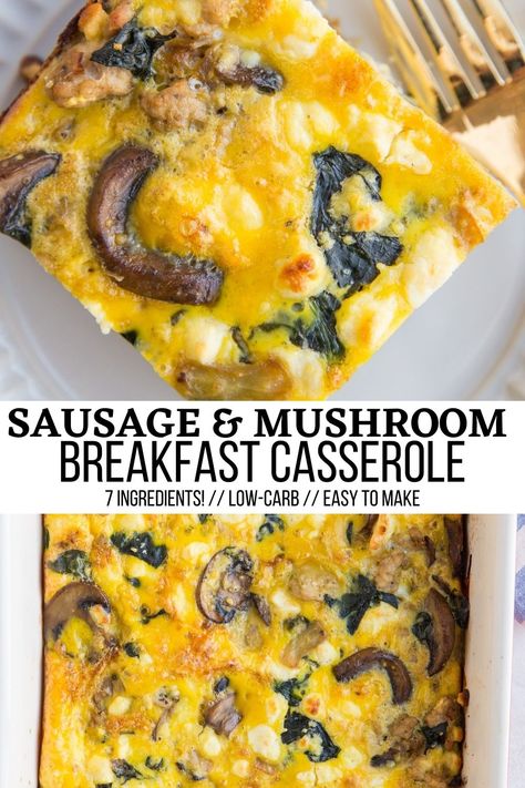 Breakfast Casserole Keto, Mushroom Breakfast Casserole, Dairy Free Breakfast Casserole, Sausage Egg Bake, Sausage Egg Casserole, Sausage Mushroom, Mushroom Breakfast, Low Carb Breakfast Casserole, Leftover Breakfast