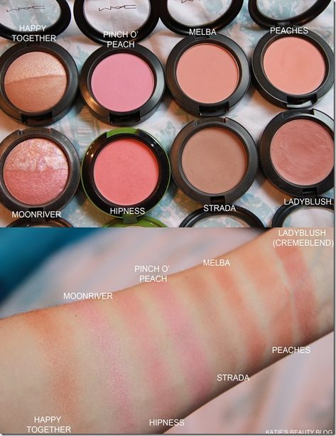 MAC BLUSHER SWATCHES Mac Melba Blush, Mac Blusher, Mac Bronzer, Diptyque Perfume, Mac Lipstick Shades, Mac Blush, Olay Regenerist, Makeup Swatches, Essential Oil Perfume