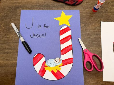 J is for Jesus Candy Cane Art - Faith-filled Fun Candy Cane Kids Crafts, Jesus Candy Cane, J Is For Jesus, Nativity Crafts For Kids, Jesus Christmas Crafts, Candy Cane Art, Craft Nativity, Jesus Preschool, Letter J Crafts