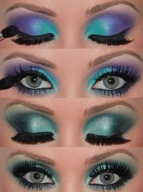 Peacock Dresses, Ballroom Makeup, Peacock Eye Makeup, Masquerade Gown, Peacock Makeup, Crazy Eye Makeup, Peacock Costume, 15 Makeup, Awesome Makeup