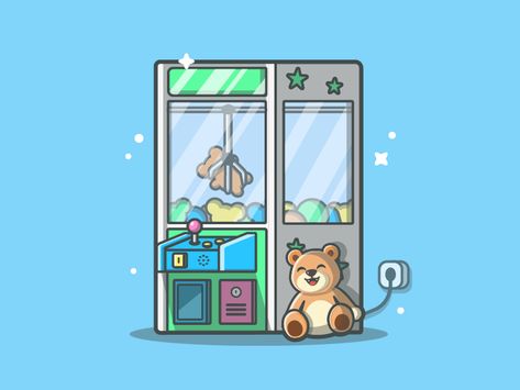 Claw machine! 😀✌🐻 by catalyst Claw Machine Tattoo, Claw Machine Drawing, Claw Machine Illustration, Crane Game, Toy Machine, Pikachu Wallpaper, Claw Machine, Bear Images, Dog Vector