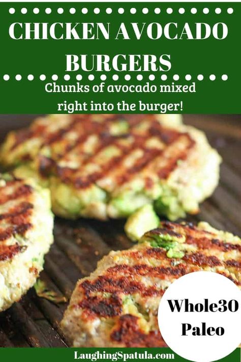 These quick and easy Chicken and Avocado Burgers have chunks of avocado mixed right into the burger for an amazing flavor! #whole30 #paleo #healthyburger #groundchicken #groundturkey #whole30burger #paleoburger #chickenandavocado #chickenburger #turkeyburger Grilled Buffalo Chicken Sandwich, Paleo Burger, Chicken Avocado Burger, Buffalo Chicken Sandwich, Grilled Buffalo Chicken, Chicken And Avocado, Avocado Burger, Chicken Burgers Recipe, Healthy Burger