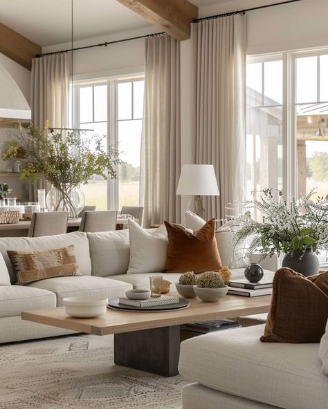 Are you searching for decorating inspiration? Sometimes, focusing on quality curtains can spark a burst of creativity. 🏡✨ These elegant drapes perfectly frame the windows, adding a touch of sophistication to the warm and cozy living space. Elevate your home decor with beautiful curtains today! 🌿🛋 #HomeDecor #InteriorDesign #CozyLiving #QualityCurtains #Inspiration #howihammer #crates #homeinspo4you #wayhome #cozyhome #cozyvibes #curtainsdesign Curtains Living Room Large Window, Large Windows With Curtains, Big Window Curtains, Blinds Ideas, Living Room Redesign, Kids Room Lighting, Luxury Curtains, Period Property, Cozy Living Spaces