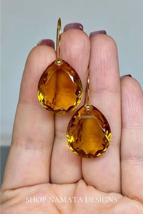 Christmas Gifts For Her - Maderia Citrine Earrings Set Citrine Drop Earrings, Romantic Christmas Gifts, Earrings Stand, Luxury Christmas Gifts, Stone Drop Earrings, Citrine Jewelry, Christmas Gifts For Wife, Luxury Christmas, Christmas Gifts For Girlfriend