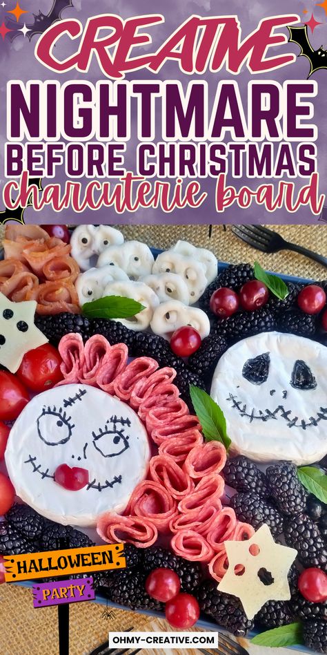 Discover a magical Nightmare Before Christmas Charcuterie Board! Dive into creative ideas, budget-friendly tips, and DIY decorations for a festive spread. The Jack and Sally Charcuterie Board is more than just a board—it’s a playful work of art that can steal the show at any Halloween or Christmas celebration. What makes this board special is how it brings together a mix of flavors and textures while capturing the whimsical essence of Jack and Sally. Perfect Halloween Charcuterie board. Nightmare Before Christmas Recipes, Diy Nightmare Before Christmas Decor, The Nightmare Before Christmas Party, Halloween Charcuterie Board, Christmas Charcuterie Board, Halloween Charcuterie, Christmas Charcuterie, Halloween Foods, Cherry Cocktail