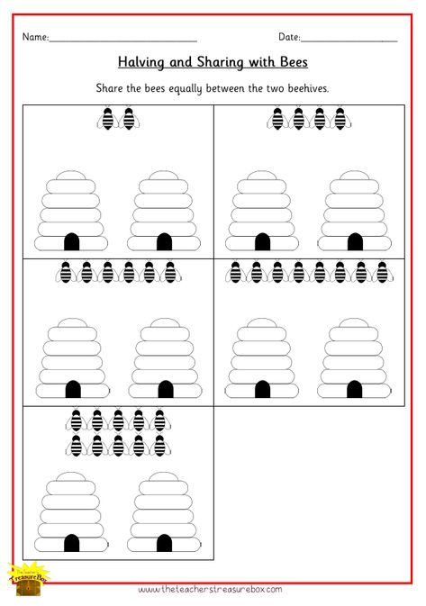 Halving Numbers Worksheets Grade 1, Double And Half Worksheets, Double Numbers Activities, Halving Activities, Halving Numbers, Doubling And Halving, Numbers Up To 20, Eyfs Maths, Year 1 Maths