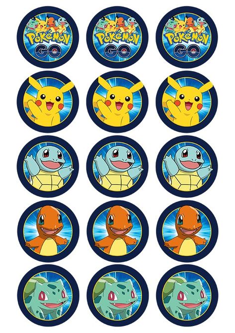 http://www.createacake.com.au/pre-designed-cake-prints/licensed/cupcake/pokemon-go-cupcakes.html Cupcakes Pokemon, Pokemon Cupcakes Toppers, Pikachu And Friends, Pokemon Printables, Pokemon Cupcakes, Pokemon Diy, Cupcake Images, Pokemon Cake, Pokemon Craft