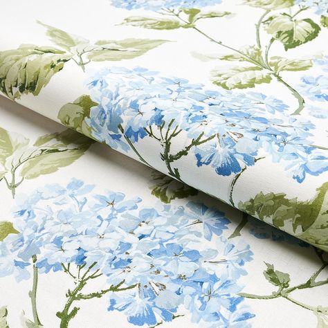 Hamptons Wallpaper, Hydrangea Pillow, Hydrangea Fabric, Pale Blue Hydrangea, Summer Hydrangea, Grandkids Room, Hydrangea Blue, Hydrangea Print, Flame Test