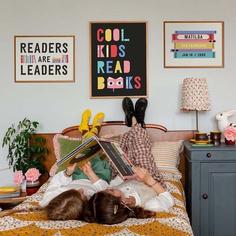 Roomytown | Fine Art Prints (@roomytown) | Instagram Reading Nook Gallery Wall, Reading Nook Wall Art, Wall Art For Playroom, Kids Library Design, Kids Reading Corner, Reading Book Art, Reading Corner Kids, Kids Room Art Prints, Readers Are Leaders