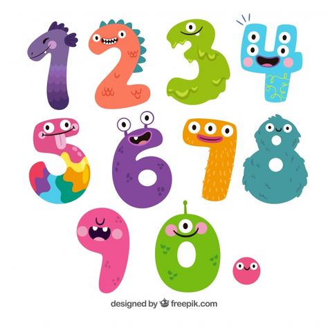 Cartoon number collection with characters Free Vector Cartoon Numbers, Number For Kids, Little Monster Birthday, 6 Number, Numbers For Kids, Halloween Fonts, Monster Birthday, Educational Games For Kids, Halloween Jack O Lanterns