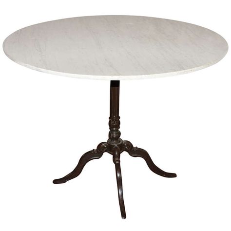 Italian Marble top Bistro Table from the Mid 19th Century | From a unique collection of antique and modern garden furniture at https://www.1stdibs.com/furniture/building-garden/garden-furniture/ Cafe Table Marble Top, Bistro Table Outdoor French Cafe, Cast Iron Bistro Table, Marble Top Table Antique, Marble Bistro Table, Small Marble Table Antique, Modern Garden Furniture, Bistro Kitchen, Bistro Table Outdoor