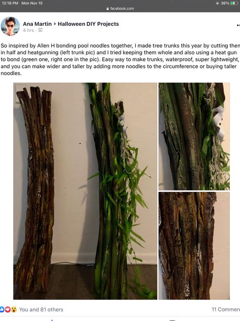 Forest Hallway Decoration, Enchanted Forest Set Design, Fairytale Diy Decor, Enchanted Forest Prom Decorations, Jungle Set Design, Swamp Witch House, Shrek Themed Party Decorations, Pool Noodle Tree, Diy Enchanted Forest Decor