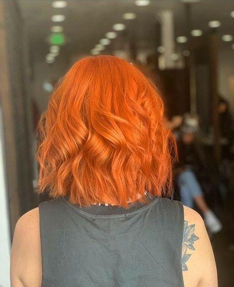 Yellow Copper Hair, Ginger Hair Bob, Short Ginger Hair, Short Orange Hair, Orange Short Hair, Ginger Bob, Orange Hair Color Ideas, Bright Orange Hair, Short Copper Hair