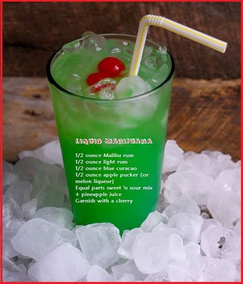 Liquid Mary Jane Drink Recipe, Midori Sour, Jungle Jim, Apple Pucker, Hey Bartender, White Rhino, Malibu Rum, Tipsy Bartender, Sour Mix