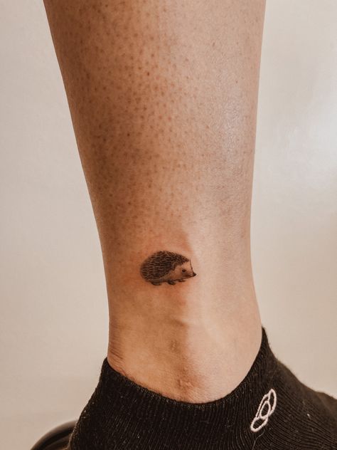 Hedgehog Tattoo Design, Tattoo Hedgehog, Hedgehog Tattoo, Small Back Tattoos, Weird Tattoos, Classy Tattoos, Matching Tattoo, Family Tattoos, Ankle Tattoo