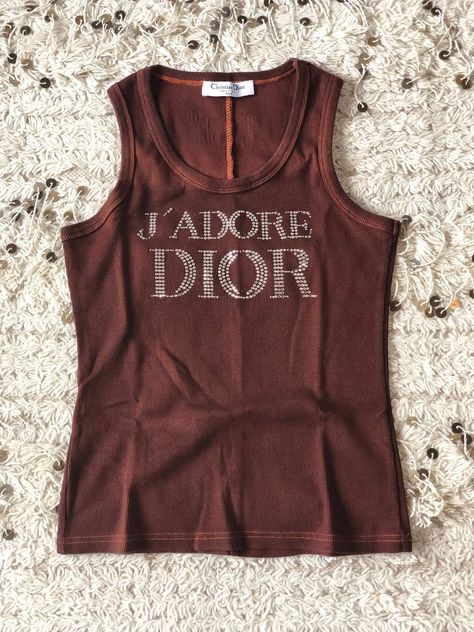 Dior Top, Dior Shirt, Christian Dior Paris, Dior Paris, Clothes Tops, Vintage Christian Dior, Outfits Y2k, Print Tank Top, John Galliano