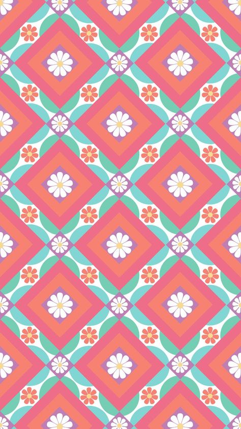 Bright Floral Wallpaper, Geometric Flower Pattern, Tropical Fabric Prints, Wallpaper Love, Background Bright, Textile Prints Design, Pastel Print, Deco Originale, Art Deco Wallpaper