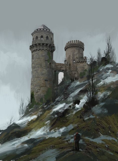 Concept Art Castle, Dark Fantasy City Concept Art, Dnd Art Landscape, Fantasy Castle Concept Art, Dark Fantasy City, Dnd Castle, Dnd Landscape, Dark Fantasy Castle, Medieval Landscape