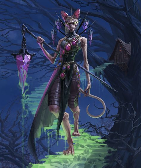 ArtStation - Tabaxi Necromancer Tabaxi Wizard, D&d Online, D D Races, D D Character Ideas, Dnd Races, Cat People, Animal Stories, Dnd Characters, Character Design Inspiration