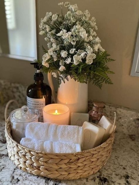 Bathroom Counter Decor, Restroom Decor, Dream Apartment Decor, Counter Decor, Bathroom Decor Apartment, Bathroom Design Decor, Bathroom Inspiration Decor, Apartment Decor Inspiration, Small Bathroom Decor