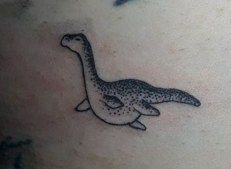 Lock Ness Monster Tattoo, Plesiosaurus Tattoo, Loch Ness Monster Tattoo, Nessie Tattoo, Prehistoric Tattoo, Cryptid Tattoo, Lil Tattoos, Sea Creatures Drawing, Monster Tattoo