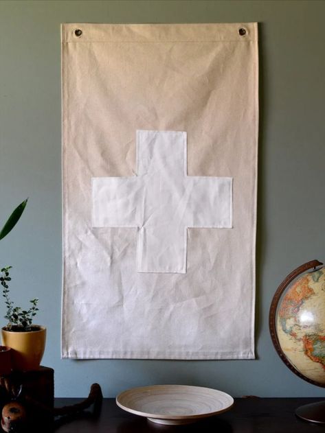 Camping Flag, Camp Flag, Canvas Flag, Swiss Cross, Cross Flag, Canvas Banner, Wall Flag, Coffeehouse, Wall Crosses