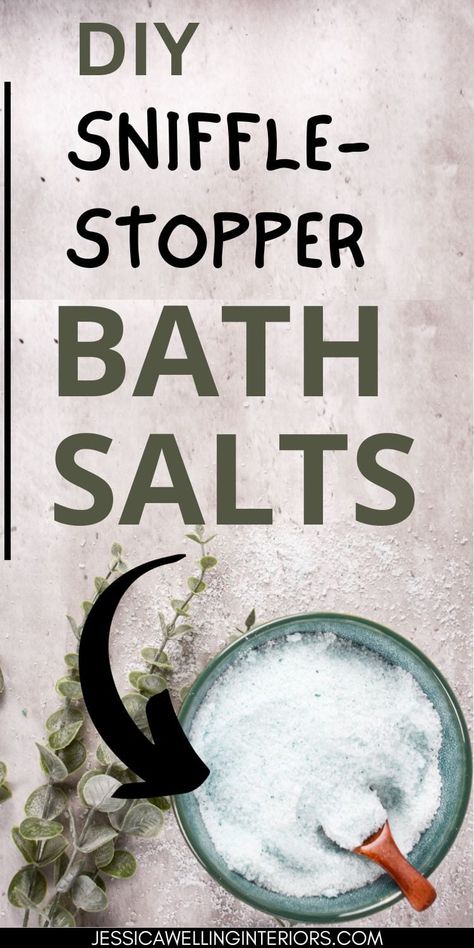 Make your own Sniffle Stopper bath salts for sinus relief with all natural ingredients like epsom salt and peppermint essential oil! Epsom Salt Bath Recipe, Bath Recipes Diy, Diy Bubble Bath, Bubbling Bath Salts, Bath Salts Recipe, Bath Salts Diy, Epsom Salt Bath, Cold Relief, Sinus Relief