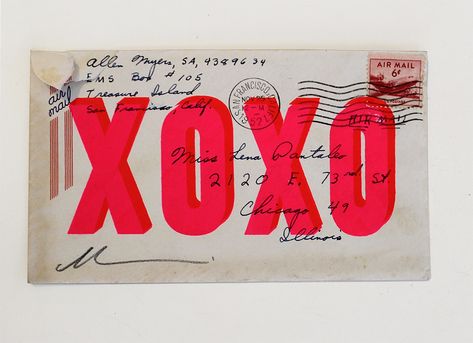 XOXO Love Letter Envelope - Fluoro Pink + Red by Dave Buonaguidi| Print Club London Love Letter Envelope, Letter Envelope, Envelope Art, London Print, Hand Screen Printed, Letter Art, Gift For Christmas, Love Letter, Whimsical Art