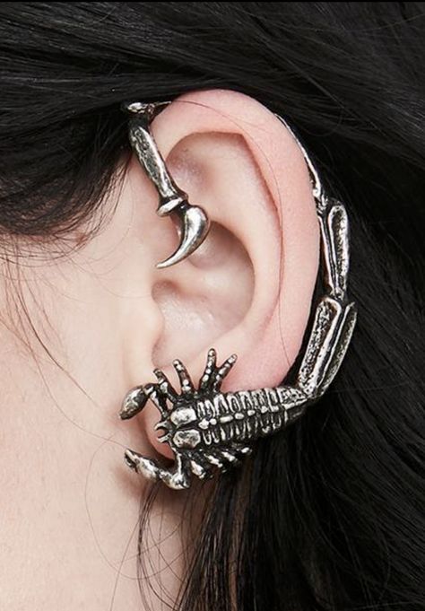 Witchy Moodboard, Scorpion Jewelry, Scorpion Earrings, Silver Jewellry, Scorpio Art, Copper Jewellery, Ear Accessories, Edgy Jewelry, Cool Piercings