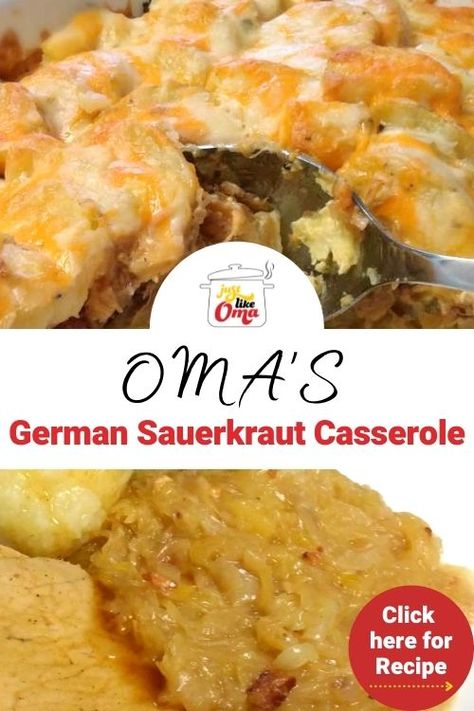 Casserole With Ham, Sauerkraut Casserole, German Sauerkraut, Easy German Recipes, Fried Ham, German Food Authentic, Ham Potato, Main Dish Casseroles, Sauerkraut Recipes