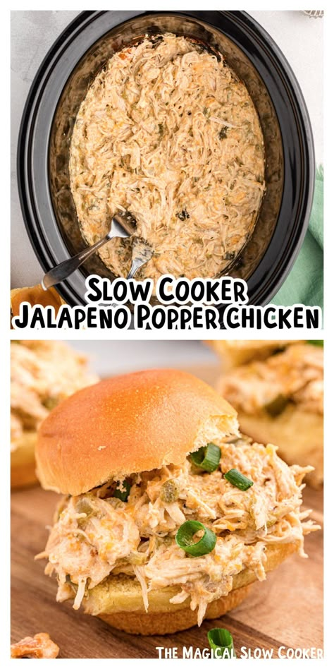 Crock Pot Jalapeno Popper Chicken, Slow Cooker Jalapeno Popper Chicken, Jalapeno Popper Chicken Sandwich, Jalapeno Popper Chili, Jalapeno Popper Chicken Salad, Jalapeño Popper Chicken Casserole, Jalapeno Popper Stuffed Chicken, Chicken Jalapeno, Shredded Chicken Crockpot