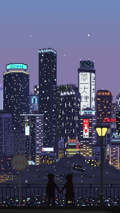 pixel chill - pixel art on Tumblr Pixel Chill, City Pixel Art, Pixel Art Wallpaper, Dual Screen Wallpaper, Pixel Video, Pixel City, Pixel Art Landscape, Arte Gif, 8 Bit Art