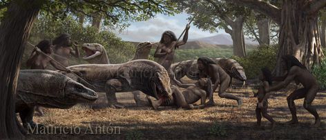 A couple of years ago a TV producer asked me to create a few reconstructions of Homo floresiensis, popularly known as the “hobbit of Flores island” for a documentary film. They wanted the images to… Homo Floresiensis, Monitor Lizard, Prehistoric World, Early Humans, Ancient Animals, Paleo Art, Extinct Animals, Prehistoric Creatures, Prehistoric Animals