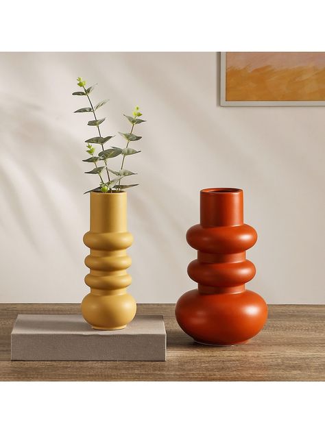 Shop Safavieh Theissa 2-Piece Ceramic Vase Set | Saks Fifth Avenue Orange Bubbles, Mid Century Vase, Mid Century Modern Ceramics, Table Vase, Mid Century Ceramics, Jar Vase, Fresh Cut Flowers, Table Vases, Ceramic Vases